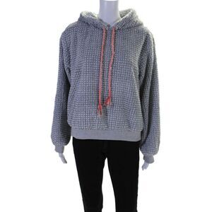 Mtwtfss Weekday Womens Pullover Drawstring Fuzzy Hoodie Sweater Gray Size Small